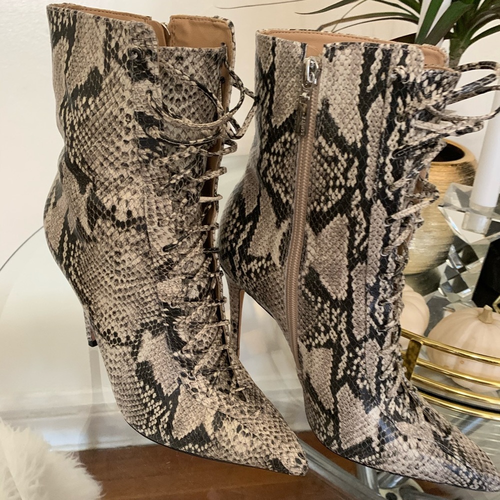 SCHUTZ Anaiya Snakeskin Leather Booties
